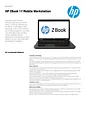HP MOBILE WORKSTATION BUNDEL ZBook 17 (F0V57ET+2xH6Y77ET+QK639ET) 4Core 2.4GHz 17.3"FHD, NVIDIA K3100M, 24GB geheugen, 256GB SSD, Extended Life Battery BF0V57ET1 Data Sheet