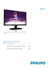 Philips LED monitor with HDMI, Audio, SmartTouch 224EL2SB 224EL2SB/00 User Manual