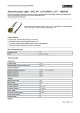 Phoenix Contact Sensor/Actuator cable SAC-3P- 1,5-PUR/BI-1L-S F 1669945 1669945 Data Sheet