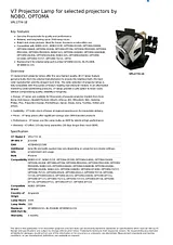 V7 Projector Lamp for selected projectors by NOBO, OPTOMA VPL1774-1E Folheto