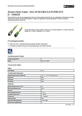 Phoenix Contact Sensor/Actuator cable SAC-4P-M12MS/ 0,6-PUR/M12FS D 1696028 1696028 Data Sheet