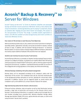 Acronis Backup & Recovery 10 Server f/ Windows TISLBPITS Fiche De Données