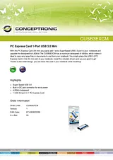 Conceptronic PC Express Card 1-Port USB 3.0 Mini 1100097 Manuel D’Utilisation