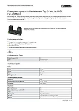 Phoenix Contact Type 2 surge protection base element VAL-MS BE/FM 2817738 2817738 Data Sheet