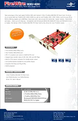 Vantec FireWire 800/400 PCI Host Card UGT-FW100 Dépliant