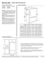 KitchenAid 19 Cu. Ft. Standard-Depth Bottom-Freezer Refrigerator, Architect® Series II Инструкции С Размерами
