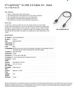 V7 Lightning™ to USB 2.0 Cable 1m - black CBL-LTUSB1M-BLK-2E Merkblatt