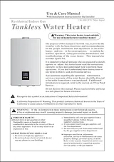Rheem Residential Indoor Gas Tankless Water Heater Справочник Пользователя