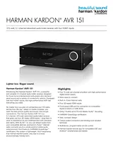Harman/Kardon AVR 151 AVR 151/230 Ficha De Dados