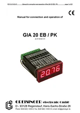 Greisinger GIA 20 EB / PK Multi-purpose measurement and control unit GIA 2 EB Standard signal: 4 - 20 mA, 0 - 20 mA, 0 - 603294 Техническая Спецификация