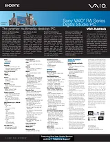 Sony VGC-RA834G Guide De Spécification