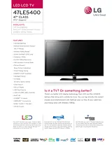 LG 47LE5400 Specification Sheet