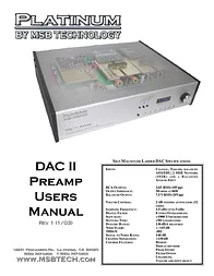MSB Technology DAC II User Manual
