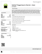 Kensington SafeGrip™ Rugged Case for iPad mini — Green K97369WW Leaflet