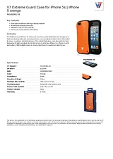 V7 Extreme Guard Case for iPhone 5s | iPhone 5 orange PA19SORG-2E Hoja De Datos