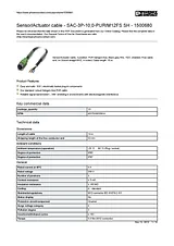 Phoenix Contact Sensor/Actuator cable SAC-3P-10,0-PUR/M12FS SH 1500680 1500680 Data Sheet