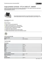 Phoenix Contact Surge protection connector PT 2X1-24DC-ST 2856087 2856087 Data Sheet