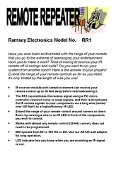 Ramsey Electronics Remote Repeater RR1 Справочник Пользователя