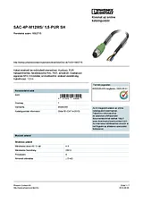Phoenix Contact Sensor/Actuator cable SAC-4P-M12MS/ 1,5-PUR SH 1682715 1682715 Data Sheet