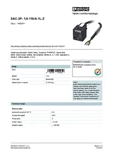 Phoenix Contact Sensor/Actuator cable SAC-3P- 1,5-116/A-1L-Z 1453371 1453371 Data Sheet