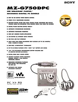 Sony MZ-G750 Guide De Spécification