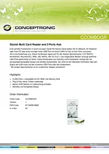 Conceptronic Stylish Multi Card Reader and 3 Ports Hub 1100019 Fiche De Données