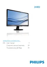 Philips LCD monitor with SmartTouch 243E2SB 243E2SB/00 Справочник Пользователя