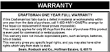 Craftsman 16" Variable Speed Scroll Saw (21602) Warranty Information
