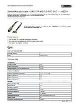 Phoenix Contact Sensor/Actuator cable SAC-17P-MS/ 3,0-PVC SCO 1555279 1555279 Ficha De Dados