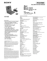 Sony PCG-F680 Guide De Spécification