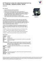 V7 Projector Lamp for selected projectors by TA, DUKANE, ANDERS KERN, GEHA, VPL440-1E 数据表