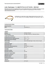 Phoenix Contact FO patch cable FL MM PATCH 2,0 ST-SCRJ Orange 2901821 Data Sheet