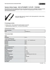 Phoenix Contact Sensor/Actuator cable SAC-4P-M5MR/ 1,5-PUR 1530388 1530388 Data Sheet