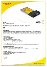 DeLOCK PCMCIA adapter, CardBus to FireWire / USB 2.0 61258 Folheto