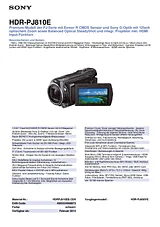 Sony HDR-PJ810E HDRPJ810EB Техническая Спецификация