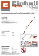 Einhell Battery Hedge Cutter Blade length 450 mm 3410820 Hoja De Datos