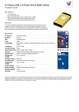 V7 Nano USB 2.0 Flash Drive  8GB Yellow VU216GCR-YLW-2E Datenbogen