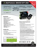 BFG Tech GeForce 9600 GT BFGR96512GTOCE Leaflet