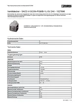 Phoenix Contact Valve connectors SACC-V-3CON-PG9/BI-1L-SV 24V 1527896 1527896 Data Sheet