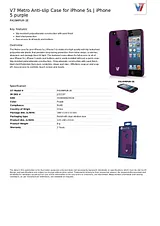 V7 Metro Anti-slip Case for iPhone 5s | iPhone 5 purple PA19MPUR-2E Hoja De Datos