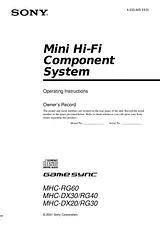 Sony MHC-RG30 User Manual