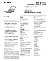 Sony pcg-z505he Specification Guide