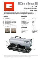 Einhell Hot air blower 20000 W 160 m² Silver / black 2336400 Data Sheet