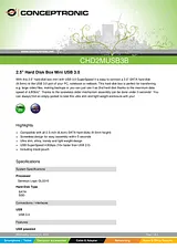 Conceptronic 2.5" Hard Disk Box Mini USB 3.0 13000091 Hoja De Datos