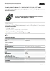 Phoenix Contact Distributed I/O device FLX ASI DIO 4/3 M12-2A 2773445 2773445 데이터 시트