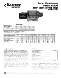 Ramsey Front Mount Electric Winch Patriot 15000 User Manual