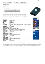 V7 Nano USB 2.0 Flash Drive 4GB Black VU24GCR-BLK-2E Dépliant