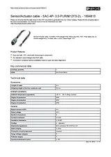 Phoenix Contact Sensor/Actuator cable SAC-4P- 3,0-PUR/M12FS-2L 1694813 1694813 Fiche De Données