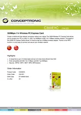 Conceptronic 300Mbps 11n Wireless PC Express Card 1000004 Manuel D’Utilisation