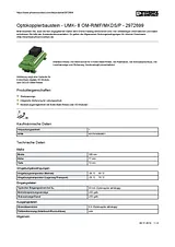 Phoenix Contact Optocoupler module UMK- 8 OM-R/MF/MKDS/P 2972699 2972699 Data Sheet